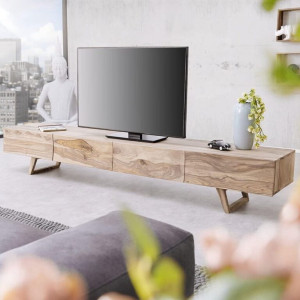 Engineer Wood Tv Unit Cabinet with 4 Drawers in Natural Finish