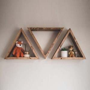 Engineer Sheesham Wood Finish Triangular Floating Wall Mounted Shelf for Living Room | Naural Finish