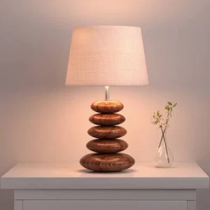 Divine Trends Wood Pebble Table Lamp