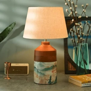 Brick Brown Premium Wooden Panorama Lamp with Shade & Bulb